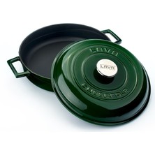 Hype Store Lava Metal Premium Serisi - Döküm Çok Amaçlı Tencere, Yuvarlak, 28 Cm, Majolik Yeşil, Kubbe Kapak