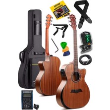 Hype Store Maxword M450-EQ Profesyonel Masif Ağaç Elektro Akustik Gitar Seti 4/4 Yetişkin Seri Üst Segment