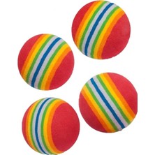 Hype Store Gökkuşağı Sünger Kedi Köpek Çiğneme Oyun Topu Diş Çıkarma Interaktif Oyuncak 4,2 cm 4 Lü