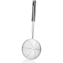 Hype Store 16 cm Paslanmaz Çelik Süzgeç Kepçe – Dayanıklı Kızartma ve Haşlama Kevgir Kaşık, Uzun Saplı Mutfak S