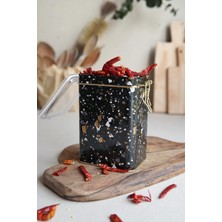 Hype Store EVLE-ER043-1H Terrazzo Black Desenli Dikdörtgen Metal Saklama Kabı 8X10 cm (Terrazzo Black)