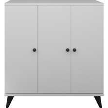 Dienni Simple Çok Amaçlı Dolap 4 Raflı 3 Kapaklı 90X44X96 Beyaz