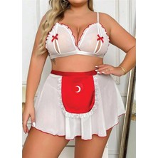 Red Womans Özel Tasarım Büyük Beden Fantezi Hemşire Kostümü