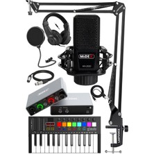 Hype Store Midi Paket-2 Stüdyo Ekipmanları Seti Ses Kartı Midi Klavye Mikrofon Kulaklık