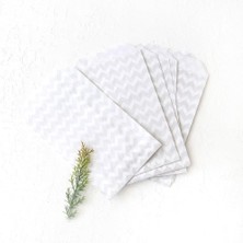 Hype Store Bimotif Zikzak Desenli 25 Adet Kese Kağıdı, Beyaz-Gümüş, 11X20 cm