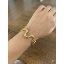 Milena Blake Gold Dalgalı Çelik Bileklik