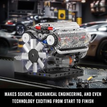 Mould King 10088 V8 Motor Yapım Seti - 535 Parça Motorlu Stem Blok Seti (8 Silindirli Hareketli Model)