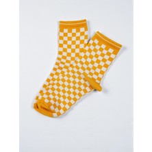 G Socks Turuncu-Beyaz Damalı Kolej Çorabı