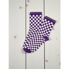 G Socks Mor-Beyaz Damalı Kolej Çorabı