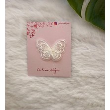 Parla'nın Atölyesi 0-3 Yaş Az Saçlı ve Saçsız Bebek Tokası Beyaz Kelebek