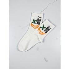 G Socks Beyaz Just X Emoji Desenli Spor Çorap