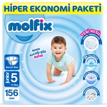 Molfix Bebek Bezi 5 Beden Junior Hiper Ekonomi Paketi 156 Adet