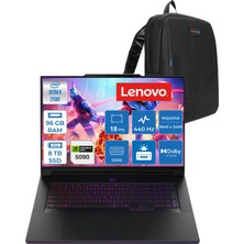 Lenovo Legion 9 18IAX10 Intel Core Ultra 9 275HX 96GB Ddr5 8tb SSD Freedos RTX5090 24GB Gddr7 175W 18" Wquxga (3840X2400) IPS 440HZ 520NITS Taşınabilir Bilgisayar LW83EY0009TRF16+ Zetta Çanta