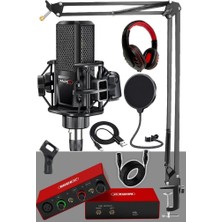 Hype Store Special Paket-3 Stüdyo Ekipmanları Ses Kartı Condenser Mikrofon Kulaklık Stand Full Set