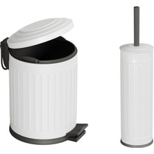 Aqua Bagno Midas  Klozet Fırçası + Çöp Kovası 5 Lt -2 Parça Set, Mat Beyaz | 35.22.89.01.04