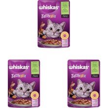 Hype Store Whiskas Pouch Tastymix Sos Içinde Kuzulu Tavuklu ve Havuçlu Yetişkin Kedi Konservesi 85 gr 3lü Paket