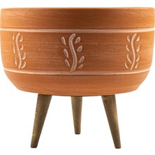 Hype Store Ev Dekorasyon Terakota Nakış Desenli Toprak Aranjman ve Bonzai Saksı 3 Ayaklı