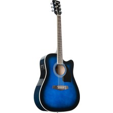 Hype Store PF15ECE-TBS Elektro Akustik Gitar Şeffaf Mavi Sunburst