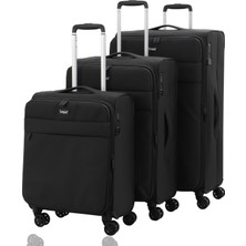 Mçs Baggaj Özel Üretim Ithal Seri Süper Hafif ve Lüx Kapağı Körüklü 360C° Döner 4 Teker 3'lü Kumaş Valiz