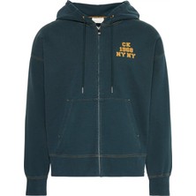 Calvin Klein Erkek Yeşil Calvin Klein Ls Washed Premıum Vıntage Logo F Erkek Yeşil Fermuarlı  Sweatshirt