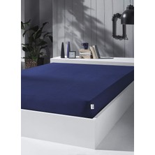 Hype Store Kobe Home Örme Penye Lastikli Çarşaf, Çift Kişilik, Koyu Mavi, Pamuk-Elastan 230 G/m2