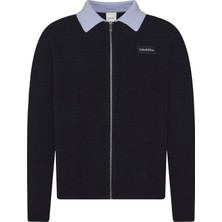Calvin Klein Erkek Lacivert Calvin Klein Ls Boıled 100% Merıno Contrast C Erkek Lacivert Fermuarlı Ceket