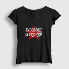Presmono Kadın Siyah Logo The Smashing Pumpkins T-Shirt
