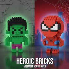 Teknik Durak Marvel Yenilmezler 2'li Set: Hulk & Spider-Man Mikro Blok LEGO Seti - 3D Puzzle Figürler - Eğitici Hobi Oyuncak Paketi