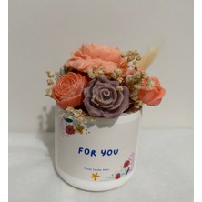 Violet Candle Decor Mini Solmayan Kokulu Çiçek Mum Buketi