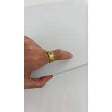 Marsel Özel Seri Mavi Göz Taş Detaylı 14K Gold Ayarlanabilir Yüzük