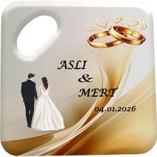 Bfm Dijital Baskı Merkezi Nikah Nişan Kına ve Özel Günler Için Kişiye Özel Tasarlanabilen Kare Bardak Altlığı Magnet Açacak