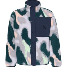 Calvin Klein Erkek Mavi Calvin Klein Ls Jacquard 5 Sherpa Jacket Mavi Erkek Sweatshirt