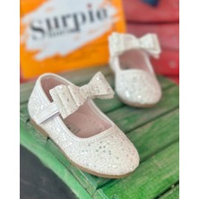Surpie Shoes Kız Çocuk Ortopedik Babet Bantlı Pul Detaylı Düz Tabanlı Günlük Kullanım İçin