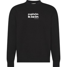 Calvin Klein Erkek Siyah Calvin Klein Ls 350FLEECE Retro Graphıc Crewn Erkek Siyah Sweatshirt