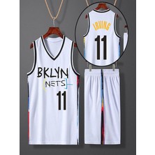 ÇARŞI47 Basketbol Forması Çocuk Şortlu Takım ile Beraber Beyaza Siyah Yazılı