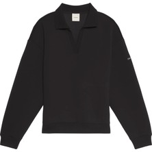Calvin Klein Kadın Siyah Calvin Klein Ls Scuba Oversızed Polo Top Kadın Siyah Polo Sweatshirt