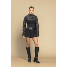 Nisan Triko Distressed Suni Deri Bolero