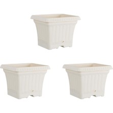 Shop A Way Ova Balkon Saksı Tabaklı 3 Adet, Beyaz 2.2 Litreova Balkon Saksı Tabaklı