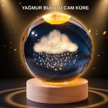 Uygun Sepetim LED Sıcak Işıklı 3D Bulut Figürlü Kristal Küre Ahşap Standlı Gece Lambası - UY002F-6CDPU7