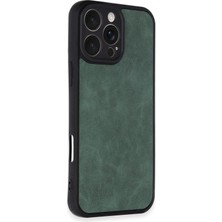 Zemira Newface Iphone 16 Pro Kılıf Aras Deri Kapak - Koyu Yeşil