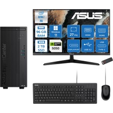Asus Expertcenter B900MF Intel® Core™ Ultra 7 265 5.3ghz Aı 96GB Ddr5 2tb SSD 8GB/RTX5050 27"Mon120Hz  WIN11PRO Mini Tower Masaüstü Bilgisayar B900MF50502727P34+ZETTAUSBBELLEK