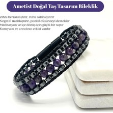 Yıldız Doğal Taş Sertifikalı Ametist Taşı Erkek Bileklik – Çelik Kilitli, Doğal Taş Tasarım, Şık ve Özgün Aksesuar