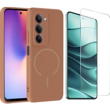 Vendas Xiaomi Redmi 15 Kılıf M-Safe Şarj Özellikli Zore Meta Kapak + Cam Ekran Koruyucu
