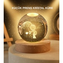 Uygun Sepetim USB LED 3D Küçük Prens Kristal Küre Ahşap Standlı Gece Lambası - UY002F-6CDPX0