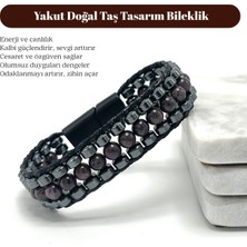 Yıldız Doğal Taş Sertifikalı Yakut Taşı Erkek Bileklik – Çelik Kilitli, Doğal Taş Tasarım, Şık ve Özgün Aksesuar
