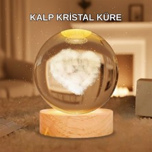 Uygun Sepetim Ahşap Standlı Kalp Motifli Işıklı Cam Küre Hediye Seçeneği - UY002F-6CDPK7