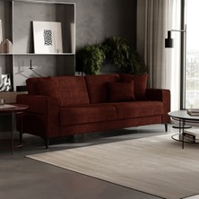 Enza Home Briza Plus 3'lü Yataklı Koltuk, Şönil Dokulu - Kahve