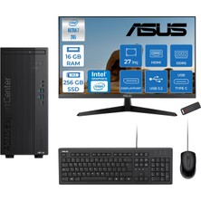 Asus Expertcenter B900MF Intel® Core™ Ultra 7 265 5.3ghz Aı 16GB Ddr5 256GB SSD Intel® Graphics 27"Mon120Hz  Freedos Mini Tower Masaüstü Bilgisayar B900MFIHD27F01+ZETTAUSBBELLEK