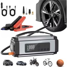 The Kaku Oto Araç Akü Takviye'li Kompresör Çantalı 8000 Mah Dijital Ekranlı Lastik Şişirme Hava Pompası