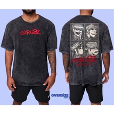 Metal Giyim Gorillaz Yıkamalı Over Size Tişört S